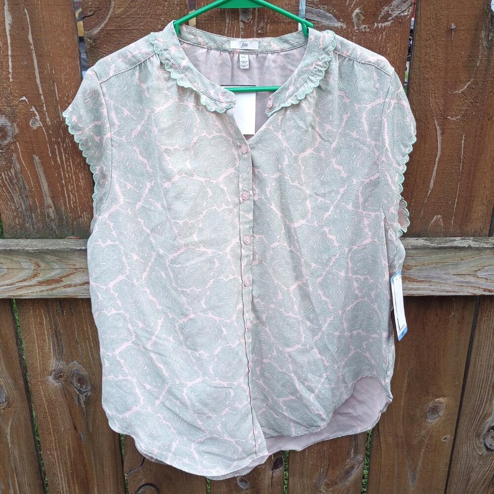 Joie Paisley Stamp Green Top Sz. L NWT